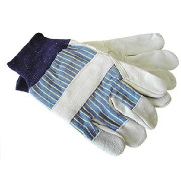 The Brush Man Shoulder Split Leather Gloves, Canvas Back, Knit Wrist, Large, 12PK GLOVE-7140